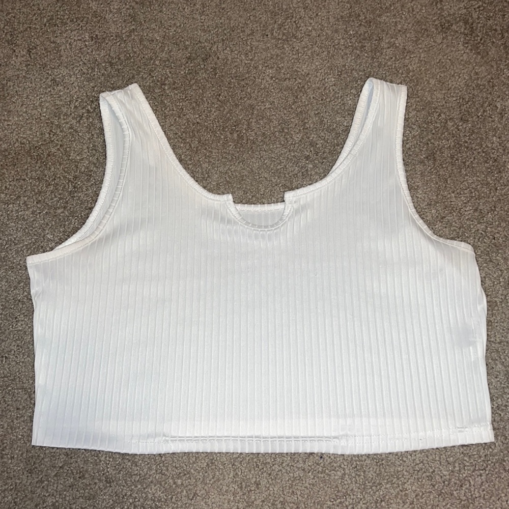 SHEIN White Ribbed Crop Tank Top